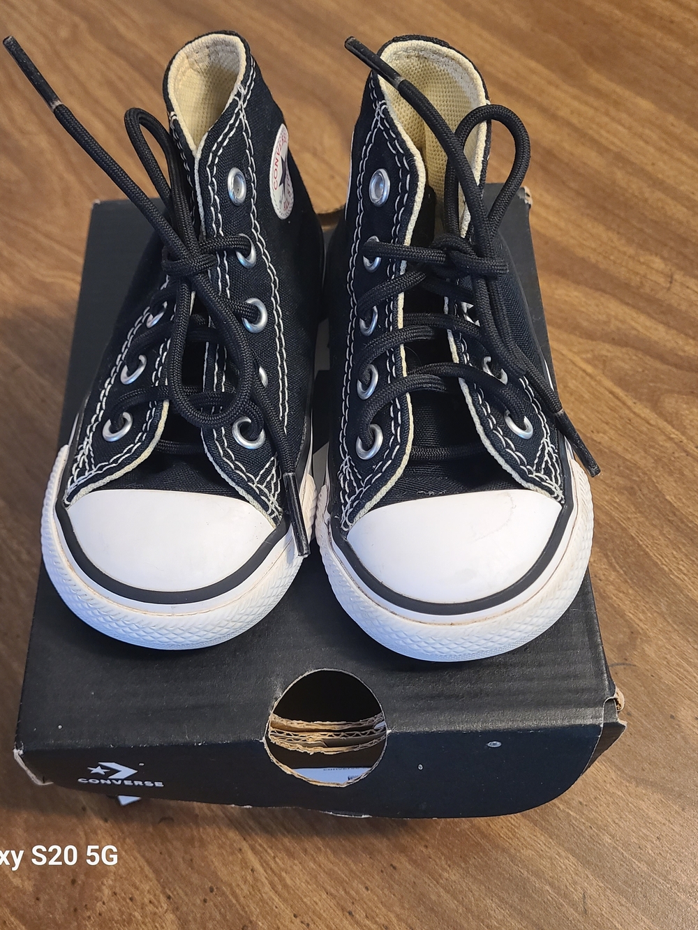 Converse Kids Black Canvas High-Top Sneakers with White Toe